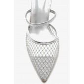 Pointed Toe Mules with Mesh & Rhinestones K2830 