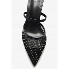 Mules Μυτερά με Δίχτυ & Στρας K2830 ΜΑΥΡΟ