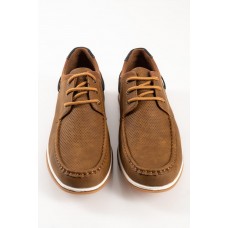ZAK Ανδρικά καφέ μοκασίνια με εξώραφα και με μπλε λεπτομέρειες