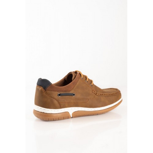 ZAK Ανδρικά καφέ μοκασίνια με εξώραφα και με μπλε λεπτομέρειες