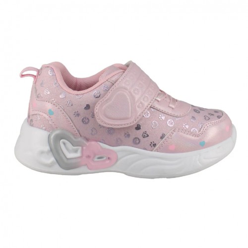 IQKIDS 92.KARLA-195 Ροζ Αθλητικό Με Φωτάκια Και Δερμάτινο Πάτο Για Κορίτσια
