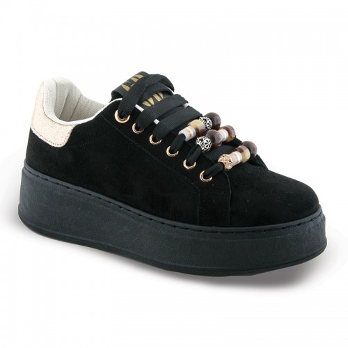 Zak SD28012 – Γυναικεία Μαύρα Δίπατα Sneakers με Χάντρες