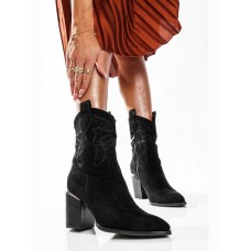 WOMEN Suede cowboy boots with beige stitching