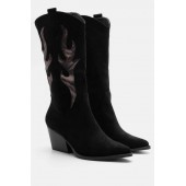 ΓΥΝΑΙΚΕΙΕΣ  Μπότες Cowboy με Διακοσμητικές Φωτιές ΜΑΥΡΟ